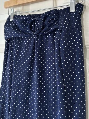 Robert Louis Navy Polka Dot Wide Leg Pants Belted - Size Medium
